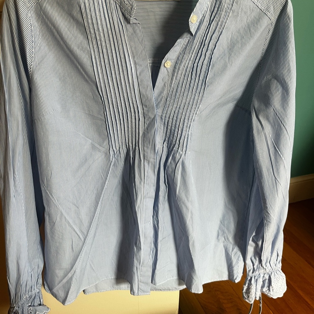 Blue Striped Long Sleeve Blouse